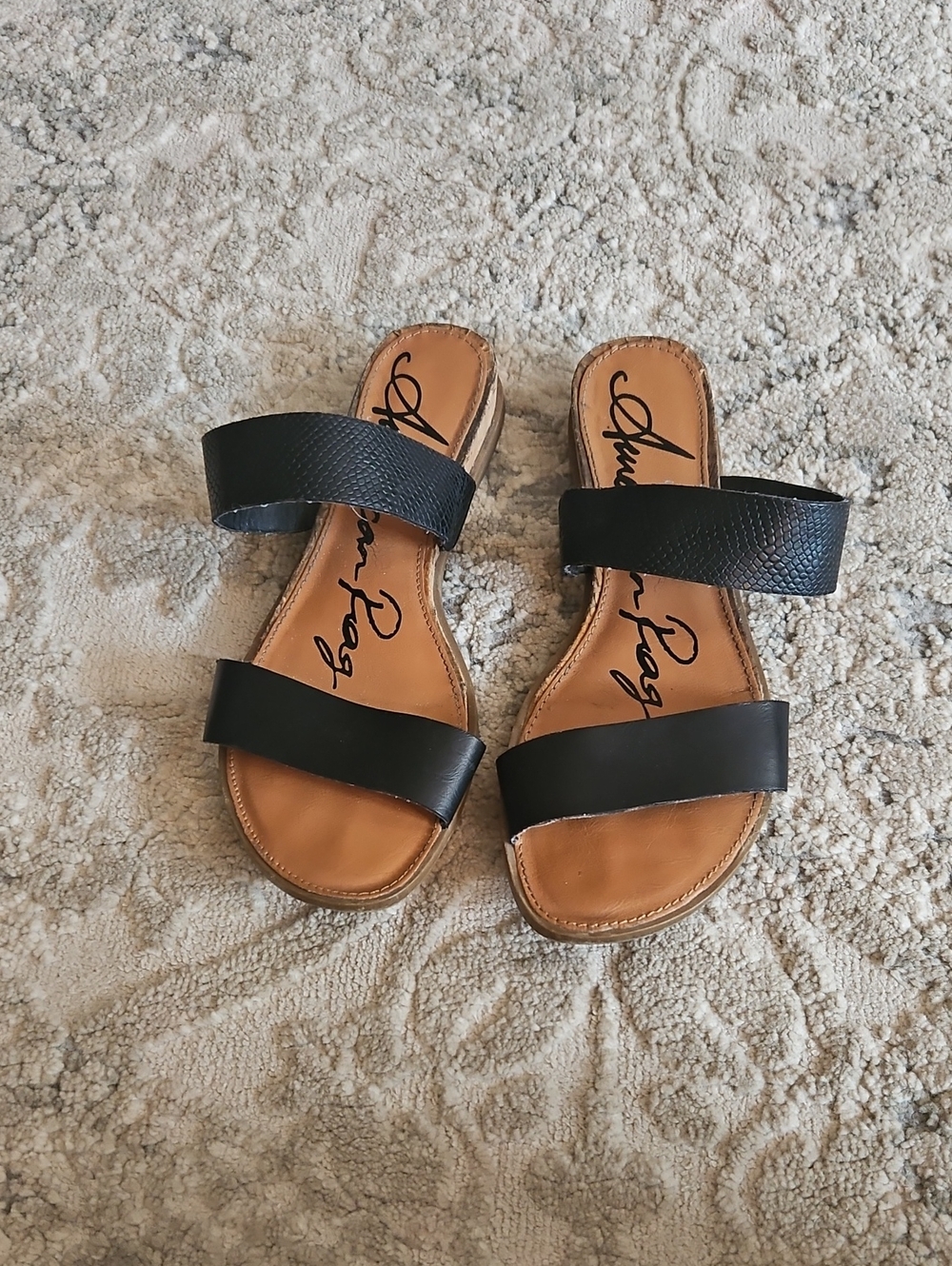 American Rag Black Double-Strap Slide Sandals